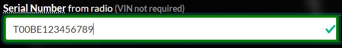 Serial number input field example